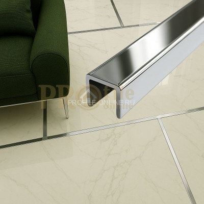 Латунный П-профиль PU 10 OC 10х10х10 хром 3м