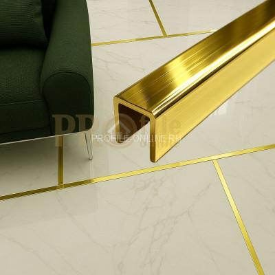 Латунный П-профиль PU 10 ON 10х10х10 полированный 3м