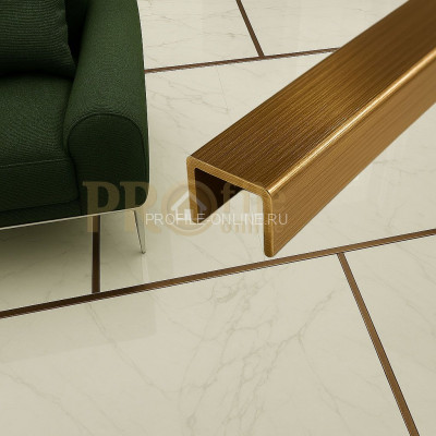 Латунный П-профиль PU 12 OA 12х12х12 антик 2,7м