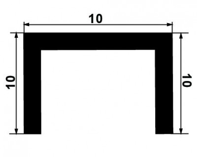 Алюминиевый П-образный профиль 10х10 Б-5 черный муар 3 м