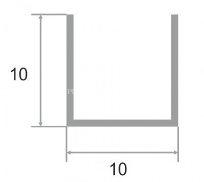 Алюминиевый П-профиль 10х10 мм П-10х10 черный матовый браш 2,7 м