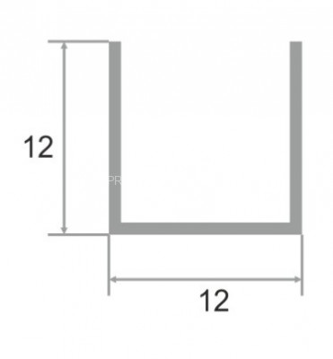 П-профиль алюминиевый 12х12 мм П-12х12 серебро глянец 2,7 м