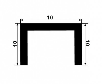 Латунный П-образный профиль ЛП-10х10х10 полированный 2,7 м